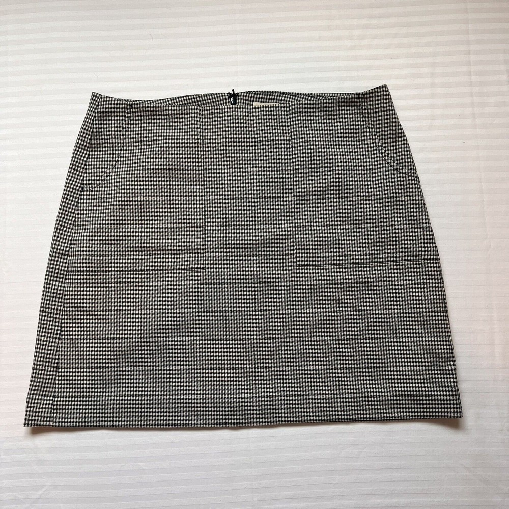 THE LOFT OUTLET Women Sz 14P Blue/Cream small Plaid Pattern Mini Skirt NWT